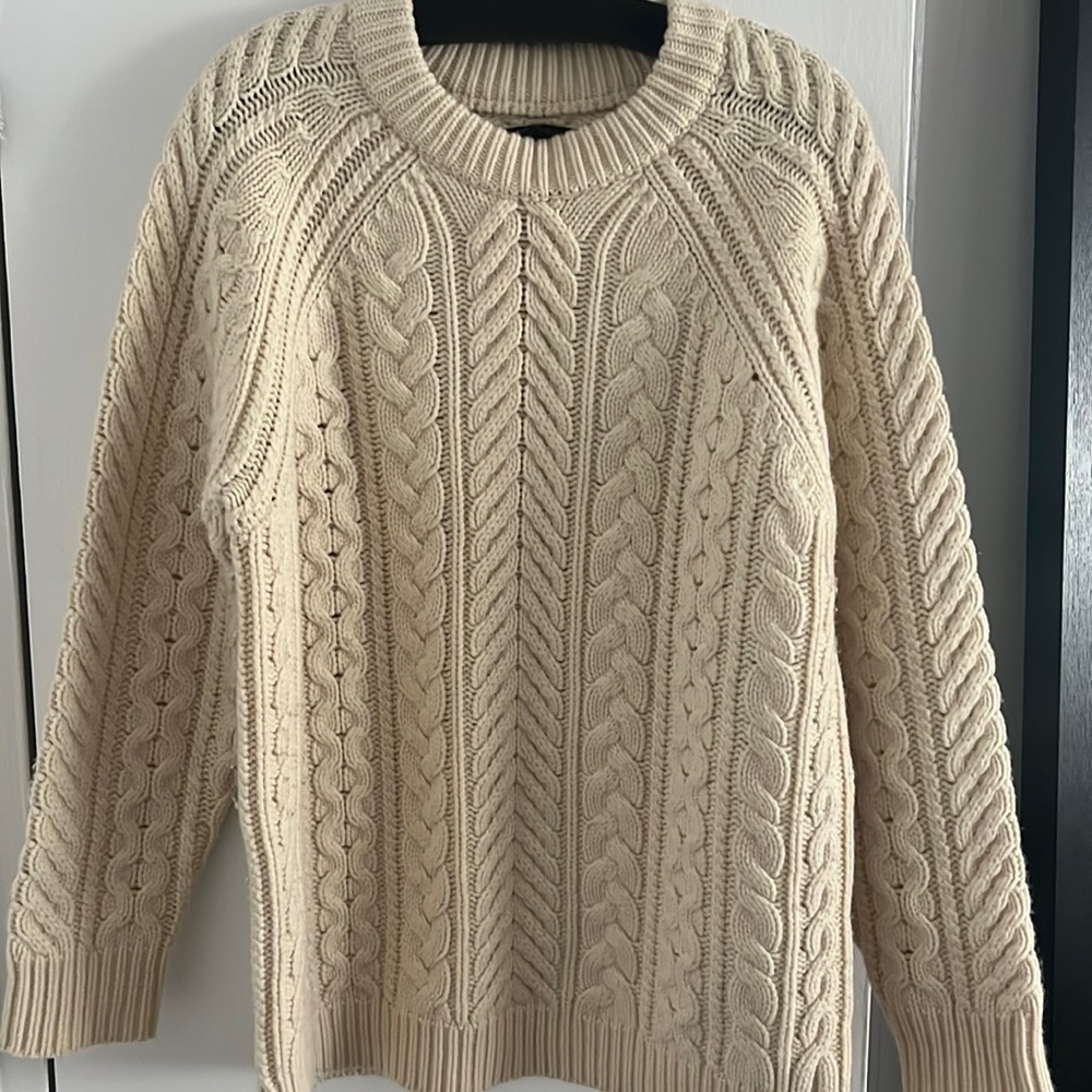 Rag and Bone cream cable knit oversized wool sweater